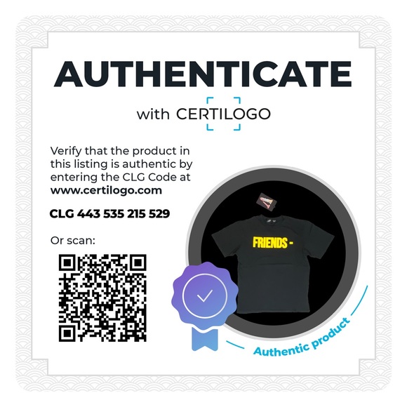 Vlone Yellow Friends Tee Black Authentic With Certilogo Tags - Picture 7 of 8